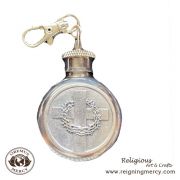 ROUND Holy Water Flask (Crown & Cross)