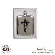 Jesus on the Cross ++¦-+ç-+¦ Square Holy Water Flask 6 oz.