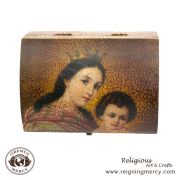 Crown Madonna with Child -++ Rosary Box