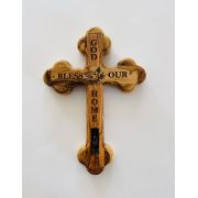 Bless Our Home Olive Wood Crucifix from the Holyland