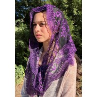 Spanish Lace Mantilla Veil PURPLE (48" x 23")