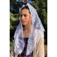 Spanish Lace Mantilla Veil WHITE (48" x 23")