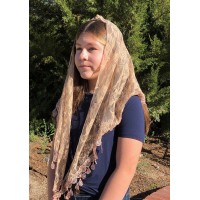 Rain Drops Floral Church Veil BEIGE (60" x 20")