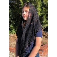 Rain Drops Floral Church Veil BLACK (60" x 20") Rain Drops Floral Church Veil BLACK (60" x 20")