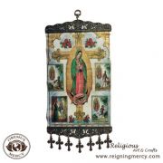 Icon - Our Lady of Guadalupe with Retablos (8" x 18")
