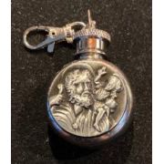 ROUND Holy Water Flask (St. Christopher) 1 oz.