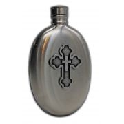 Holy Cross -Holy Water Oval Flask 3 oz.