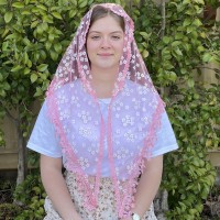 LITTLE FLOWER Church Veil PINK (60" x 22") LITTLE FLOWER Church Veil PINK (60" x 22")