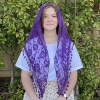Rain Drops Floral Church Veil PURPLE (60" x 20")