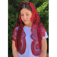 Spanish Lace Mantilla Veil RED (48" x 23")