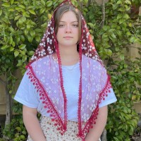 LITTLE FLOWER Church Veil RED (60" x 22") LITTLE FLOWER Church Veil RED (60" x 22")