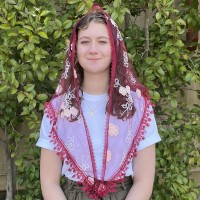 MYSTIC ROSE Church Veil RED (60" x 22") MYSTIC ROSE Church Veil RED (60" x 22")