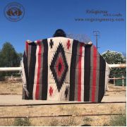 Red & Beige Mexican SouthWestern Blanket (50" x 82")
