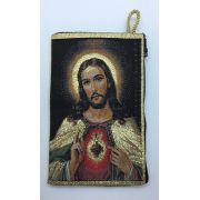 Medium Rosary Pouch -++ Sacred Heart of Jesus with Gold Frame (4" x 6")