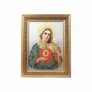 Sacred Heart of Mary Padded Gold Frame (17 x 21)