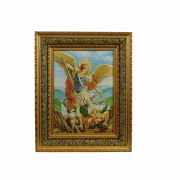 Saint Michael The Archangel Padded Gold Frame (17 x 21)