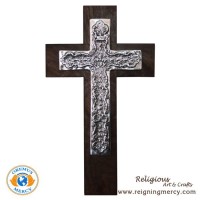 Pewter Saint Francis Cross Wooden Wall Cross (24.5" x 16.5") Pewter Saint Francis Cross Wooden Wall Cross (24.5" x 16.5")