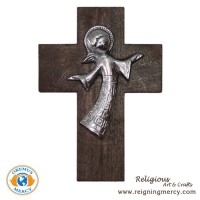Pewter Angel on Wooden Cross (10" x 7.5") Pewter Angel on Wooden Cross (10" x 7.5")