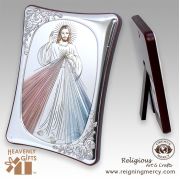 Divine Mercy Sterling Silver .925 Icon Art (Color) (4" x 5.5" )