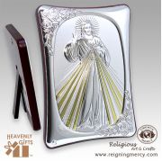 Divine Mercy Sterling Silver .925 Icon Art (4" x 5.5" )