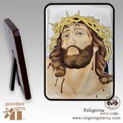 Jesus and The Crown of Thorns Sterling Silver .925 Icon Art (Color)