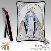 Miraculous Mother Mary .925 Sterling Silver Icon Art (Color)