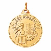 1 1/4in. Gold Plated Art Award Medallion with V-Neck Ribbon - 2Pk