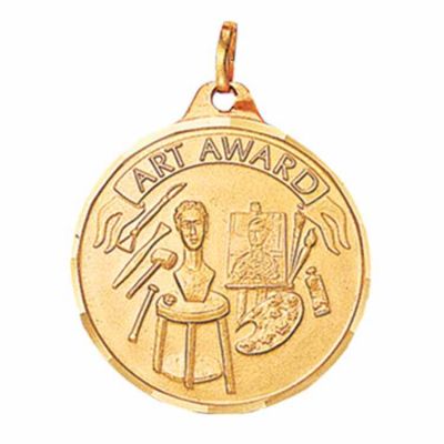 1 1/4in. Gold Plated Art Award Medallion with V-Neck Ribbon - 2Pk -  - TE9926GC