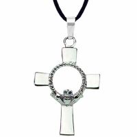 1in. Stainless Steel Claddagh Cross on a Cord