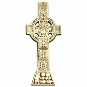 22 inch High Celtic Wall Cross Plaque Solid Cast and Polished Bronze