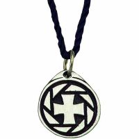 3/4 in. Pewter Circle Cross Pendant on Back Cord - (Pack of 2)