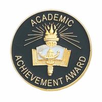 Academic Achievement Award Medallion Pin w/Blue / White Enameling 2Pk