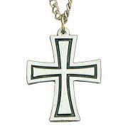 Antiqued & Polished Pewter Flared Cross Necklace w/Chain - 2Pk
