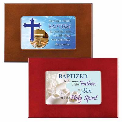 Baptism Wood Keepsake Box Black Velvet Lined -  - BaptismBox
