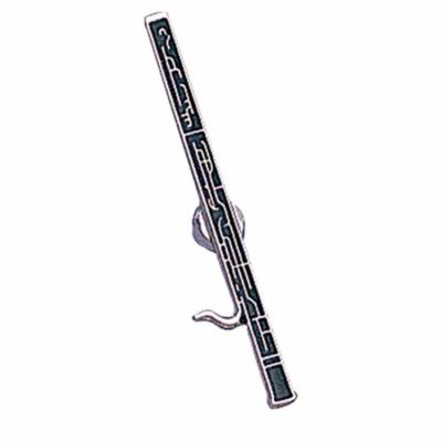 Black/Silver Bassoon Instrument Lapel Pin 1/4in. Post/Clutch Back 2Pk -  - TMP4C