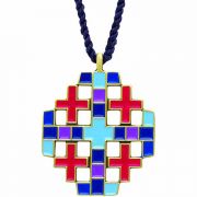 Bronze Jerusalem Cross Pendant Necklace w/Cord - (Pack of 2)