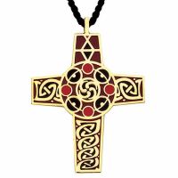 Celtic Christ Gold Plate with Enamel Color Cross Necklace w/Cord - 2Pk