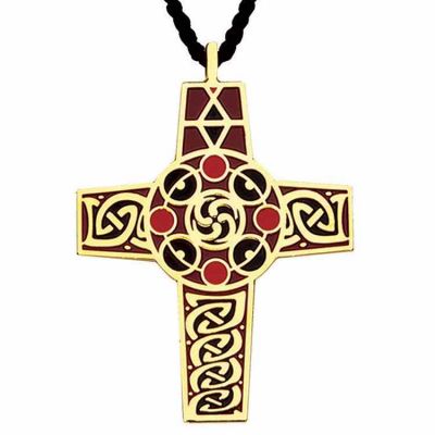 Celtic Christ Gold Plate with Enamel Color Cross Necklace w/Cord - 2Pk -  - M-33