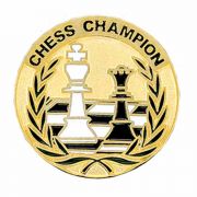 Chess Champion Lapel Pin w/White & Black Enamel - (Pack of 2)