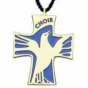 Choir Gold Plated & Enameled Cross w/Blue Cord - (Pack of 2)