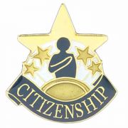 Citizenship Enameled in Gold, White & Blue Finish Lapel Pin - 2Pk
