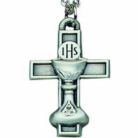 Communion Cross & Church Altar Chalice Pendant - (Pack of 2)