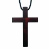 2 Pack - 3x2 inch Custom Engraved Dark Olive Wood Cross Necklace w/33in. Black Cord