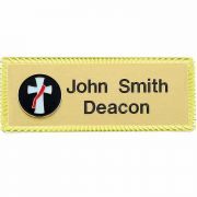 Deacon Church Gold Plated Badge Large, Easy to Read (2 Pack) - 2Pk