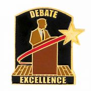 Debate Excellence Lapel Pin w/Black, Brown & Red Enamel - 2Pk