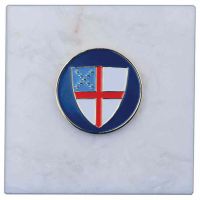 Episcopal Shield 3x3in. Carerra Marble Base Paperweight - (Pack of 2)