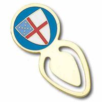 Episcopal Shield Bookmark Clip Type, Gold Plated with Colors - 2Pk