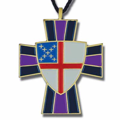 Episcopal Shield Enameled Colors on Bronze Pendant w/Cord - 2Pk -  - 450