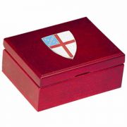 Episcopal Shield Small Wood Keepsake Box with Plush Lining