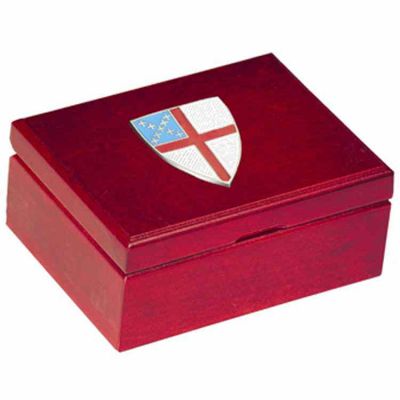Episcopal Shield Small Wood Keepsake Box with Plush Lining -  - CH-114-BOX-S